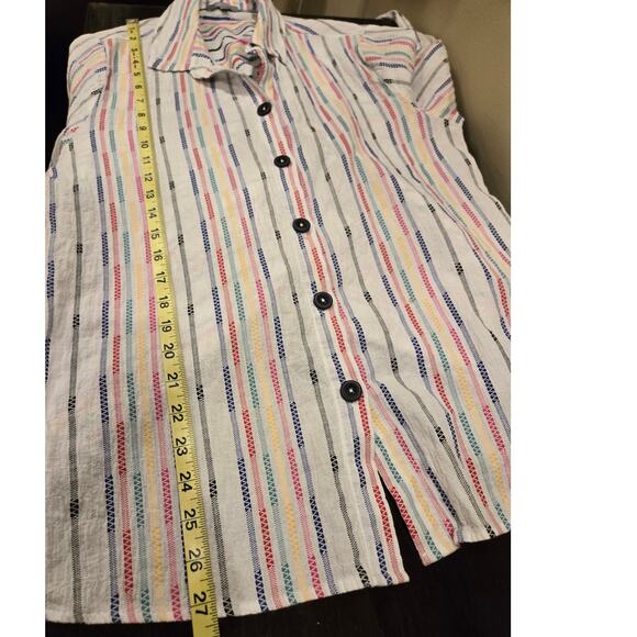 Habitat Fiesta Weave Tunic Top White Multicolor Relaxed Fit Cotton Womens Medium - Picture 10 of 11